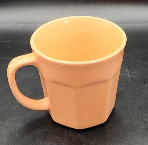 16oz peach ceramic coffee mug with a stylish design for hot beverages.