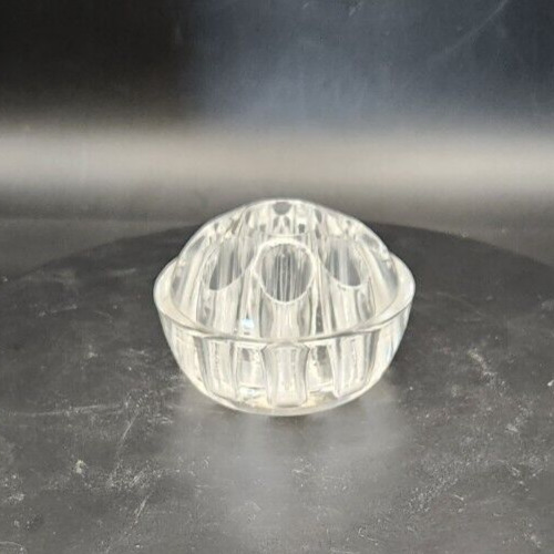 Heavy clear art glass flower frog pen and pencil holder.