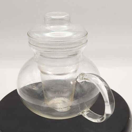 Clear glass teapot with infuser and 40 oz set for brewing tea.