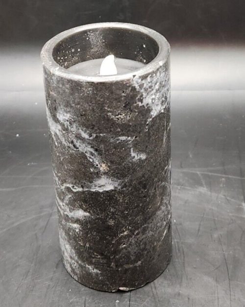 Gray 6-inch battery-operated candle with realistic flickering flame.