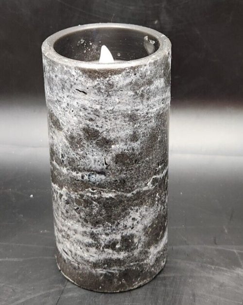 Gray 6-inch battery-operated LED candle with flickering flame for home décor.