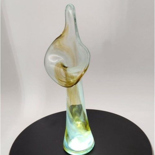 Handcrafted Jack in the Pulpit swirl glass vase for floral decor.