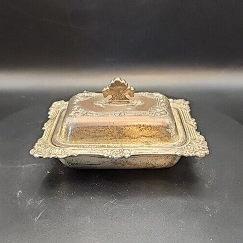 Vintage silver plate butter dish, 4-inch, made in Occupied Japan, post-war collectible.