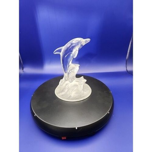 Vintage jumping dolphin figurine made of 24% lead crystal.