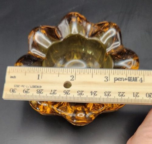 Wavy Amber Glass Dish for Serving and Decoration.