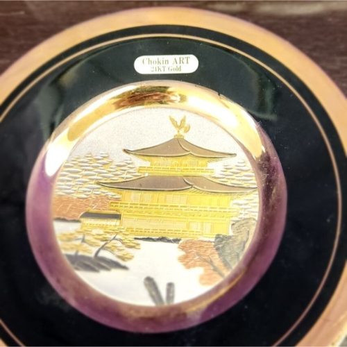 24K Gold Samurai Warriors Decorative Plate featuring Chokin Art craftsmanship.