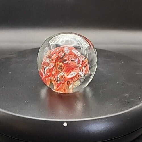 Colorful handcrafted art glass paperweight, 2.5-inch decorative collectible for desk or display.