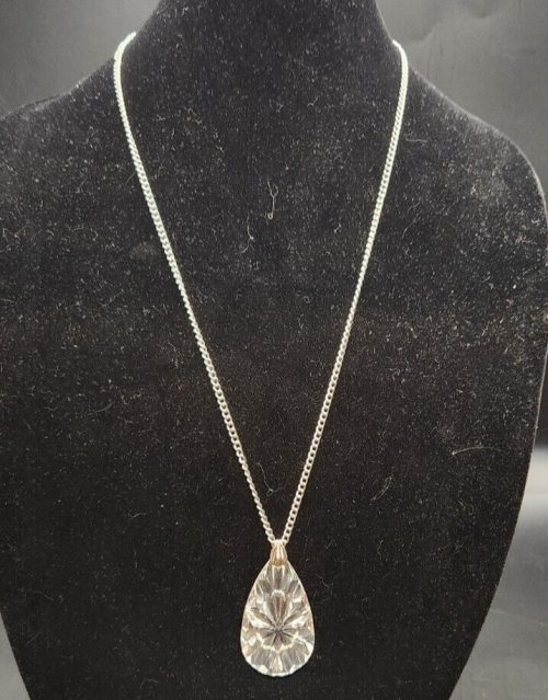 Elegant crystal drop pendant necklace on a 50-inch chain for stylish everyday wear