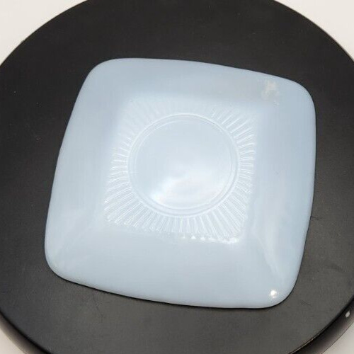 FireKing Azurite Pale Blue 5.5-inch square saucer for vintage dishware collection.