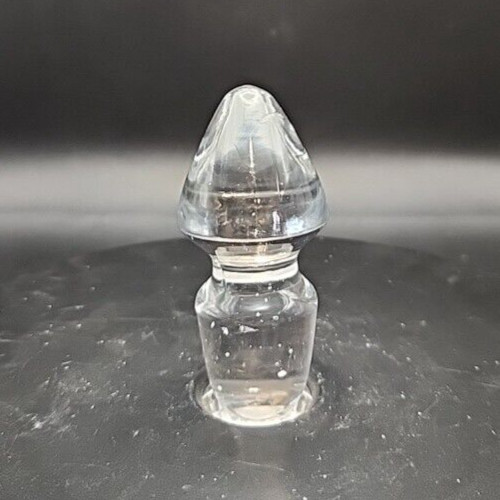 Glass decanter stopper for 1-inch by 3.5-inch bottles.