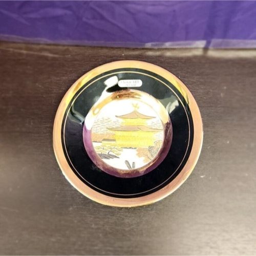 24K Gold Samurai Warriors Decorative Plate, Chokin Art, Traditional Japanese Design.