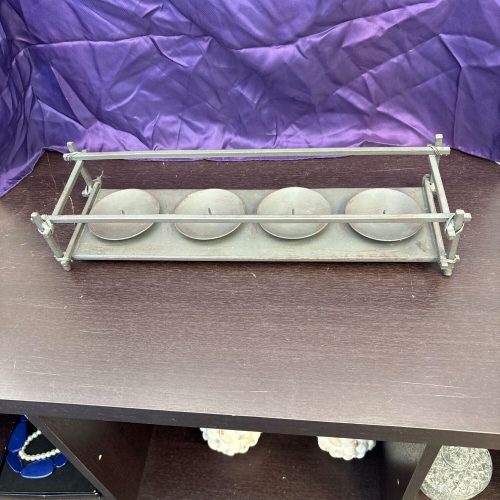 Gray Metal 4 Pillar Candle Holder For Home Decor