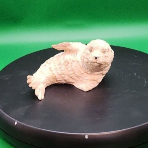 Sandicast White Harp Seal Figurine Realistic Marine Animal Sculpture