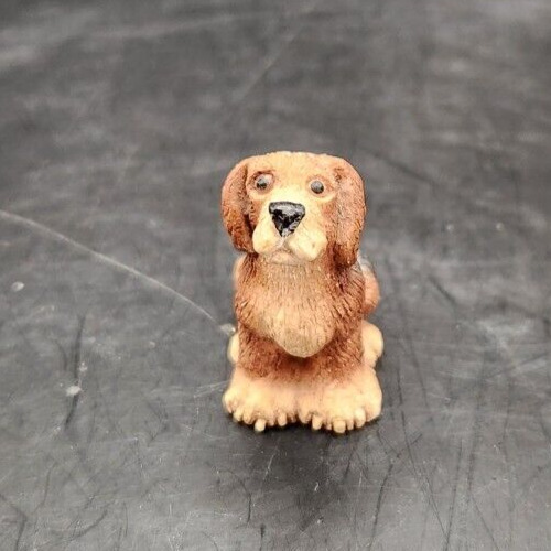Signed Mini Dog Figurine, 1.5 Inches, Collectible Animal Sculpture.