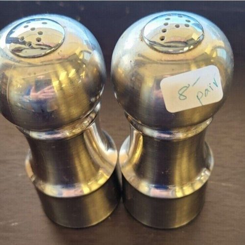 Silver Tone Salt and Pepper Shakers Set for Kitchen Decor.