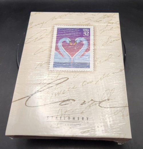 Swans stationery set with 24 sheets and 12 envelopes for elegant correspondence