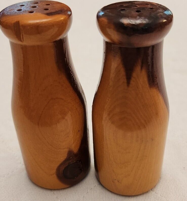 Vintage Wooden Milk Bottle Salt And Pepper Shakers 3