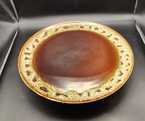 13-inch brown drip glaze ceramic platter for serving and display.