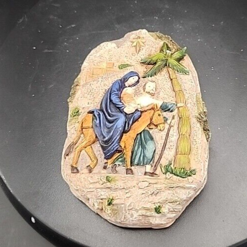Reversible Holy Family Flight into Egypt religious wall décor, 5-inch by 3-inch.
