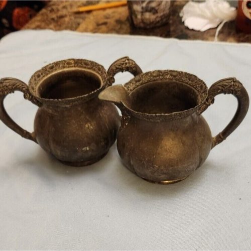 Vintage Forbes Silver Co. antique cream and open sugar set for coffee or tea.