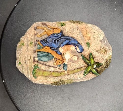 Reversible 5-inch Holy Family flight into Egypt wall decor artwork.