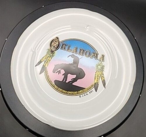 Vintage Oklahoma Trail of Tears decorative plate from the 1970s with artist signature.