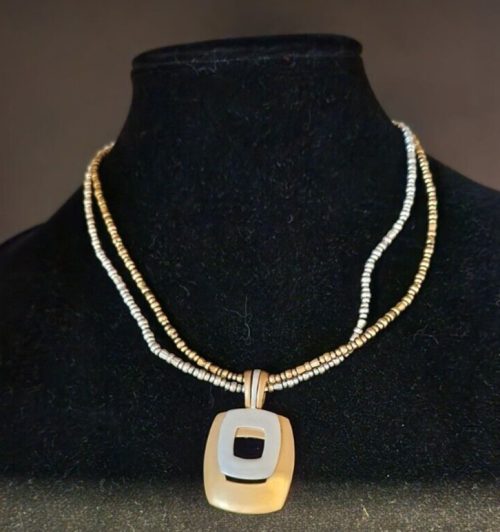 Elegant two-tone square pendant necklace by Premier Designs.