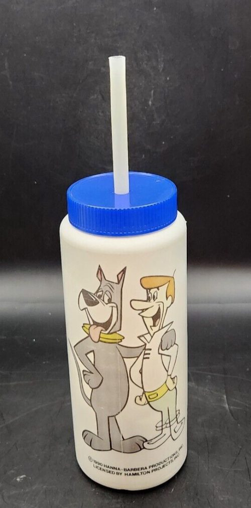 1990 Hanna-Barbera Jetsons travel drink cup featuring futuristic space design.