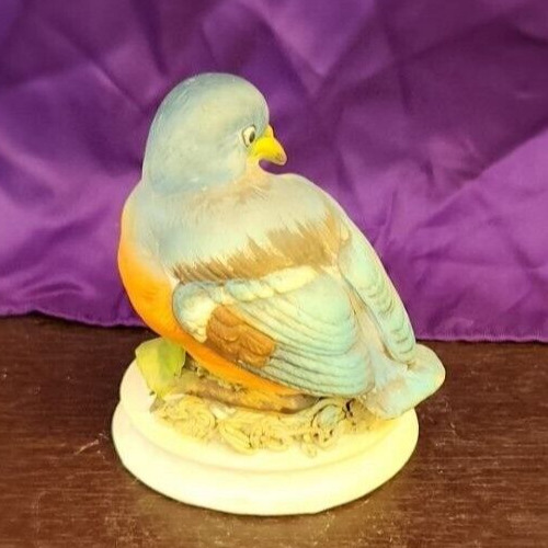 Vintage Lefton China Blue Bird figurine, hand-painted wildlife or cabin lodge decor.