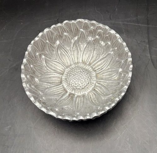 Vintage metal sunflower small bowl for decorative tableware and collectible home accents.