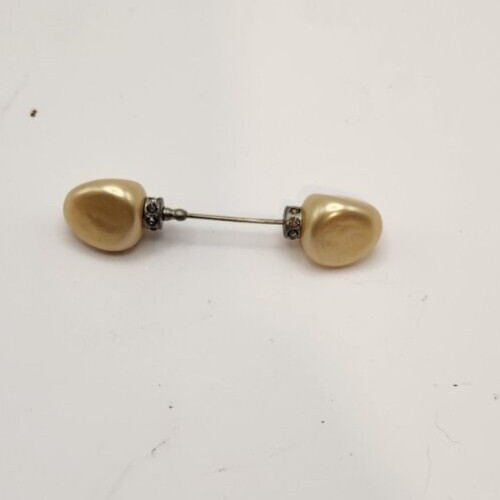 Vintage screw closure with faux pearls for sweater or scarf pin jewelry.