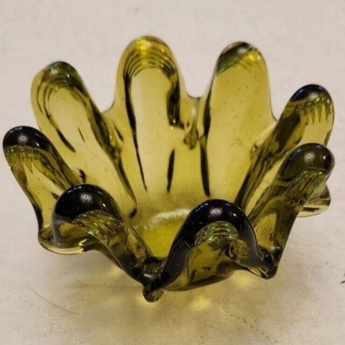 Vintage swung glass candle holder or trinket dish for home decor.